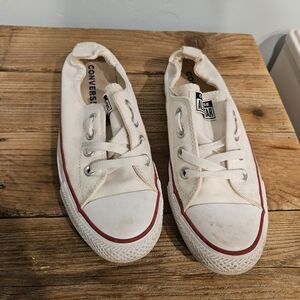 Converse Cream Low-Top Sneakers with Red Trim